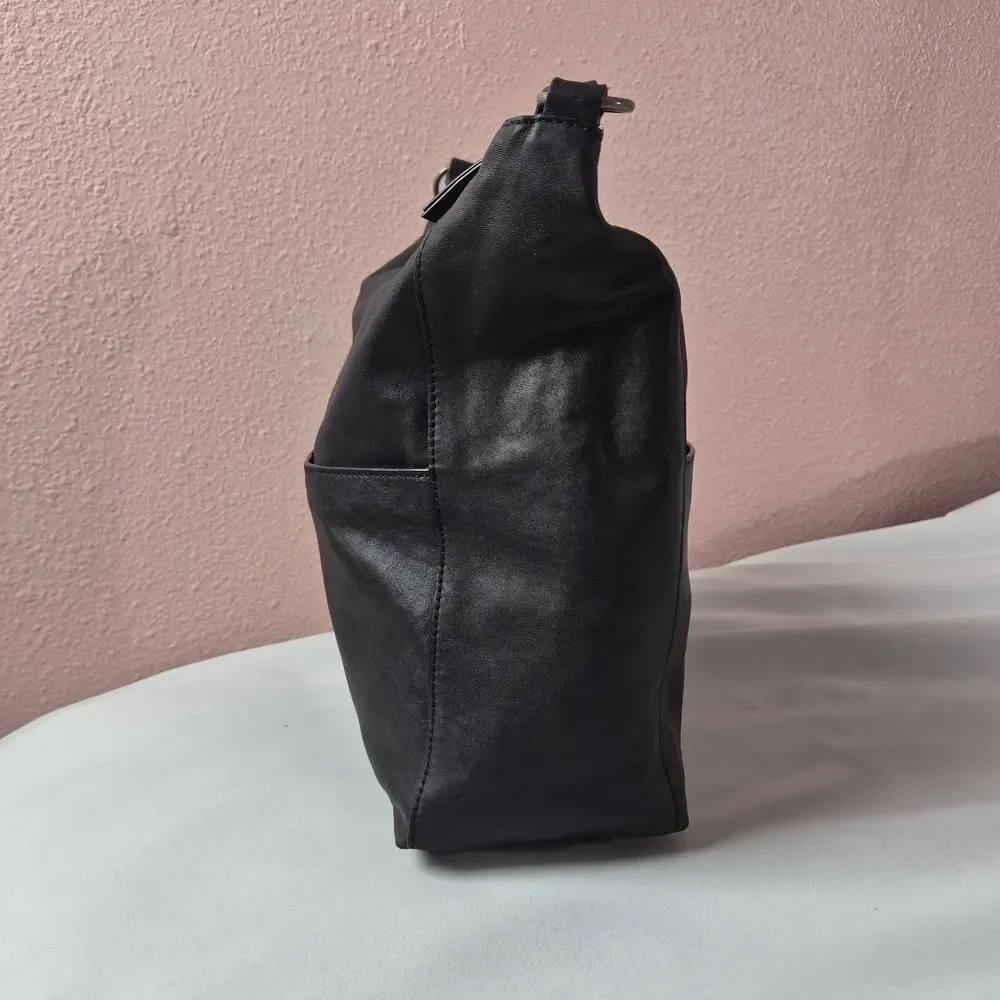 Lucky Brand Vala Leather Black Hobo Bag
